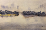 Bume im Nebel II auf 150 g Ingrespapier, 45 x 56 cm 